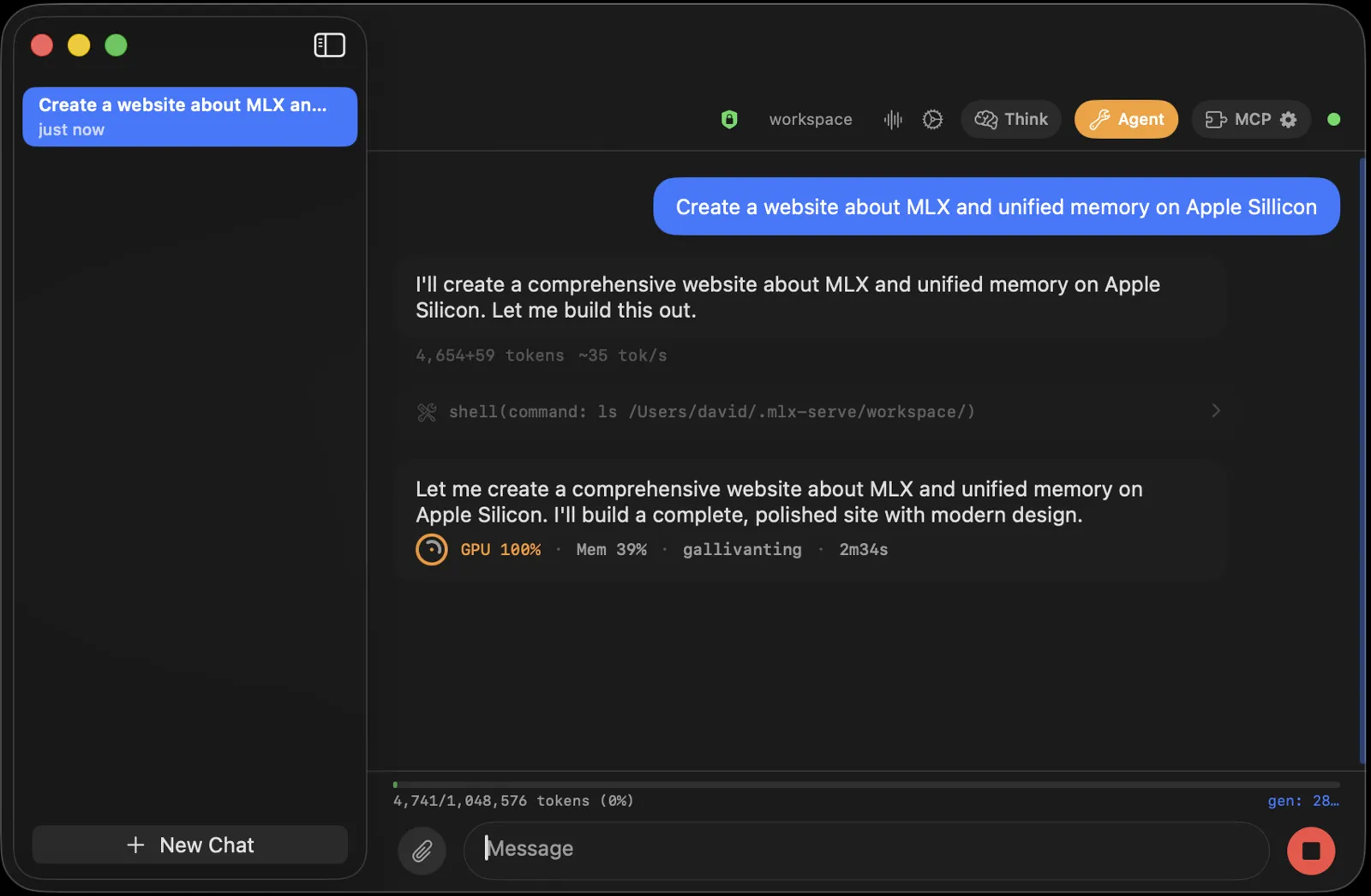 An agent running its configured tools, each call showing an approval prompt